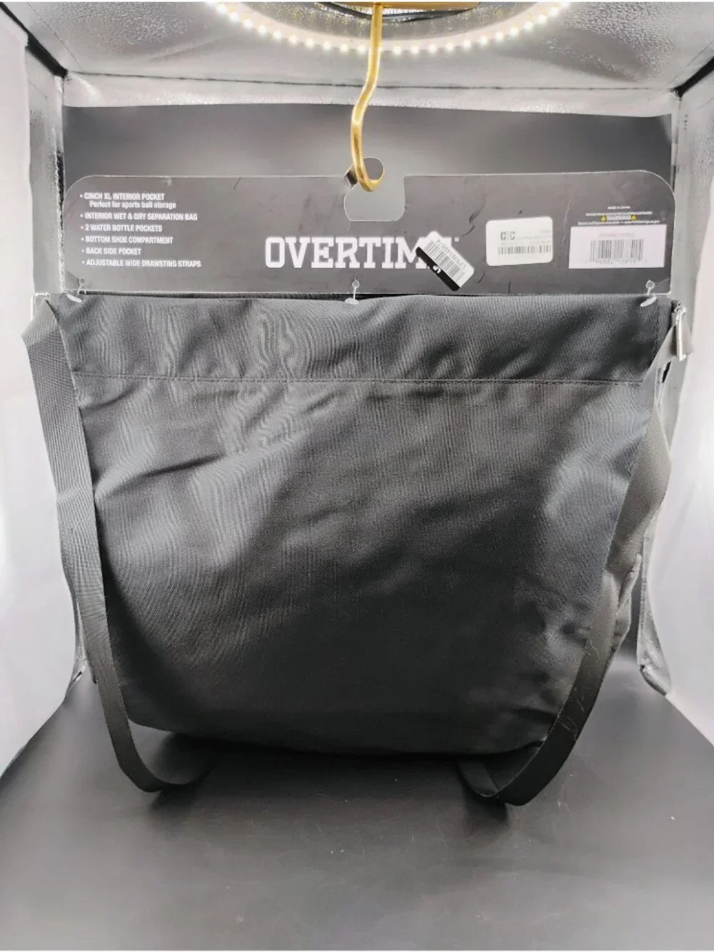Overtime Elite Sport Cinch Bag Black Adjustable Straps Durable